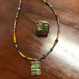 Michal Golan Multi-bright Pride necklace ring set